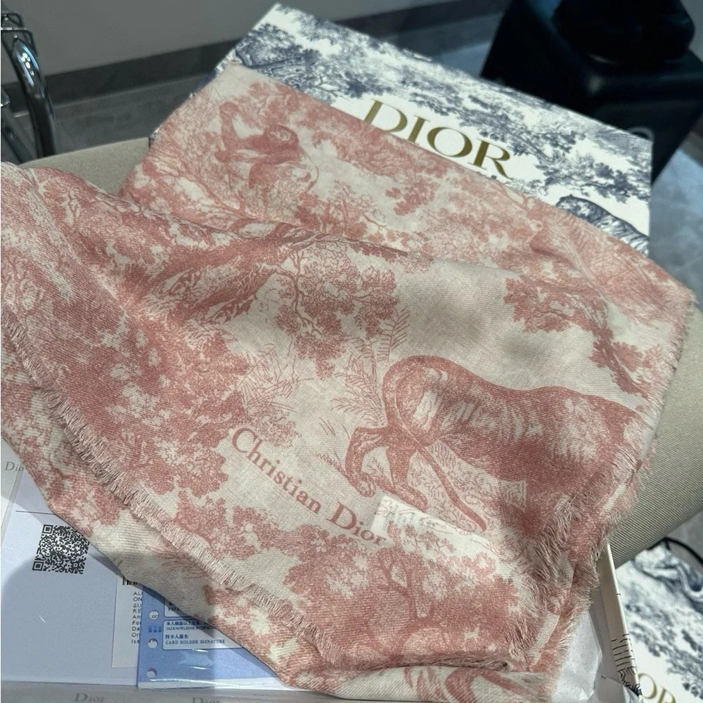 Dior Pink and White Women's Scarf